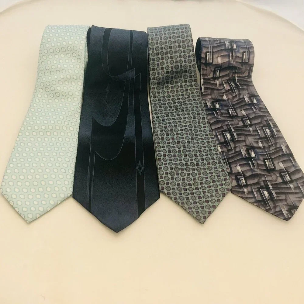 Set Of Four Blue Silk Ties Fleet Street J Ferrar Michael Strahan Signorcelli